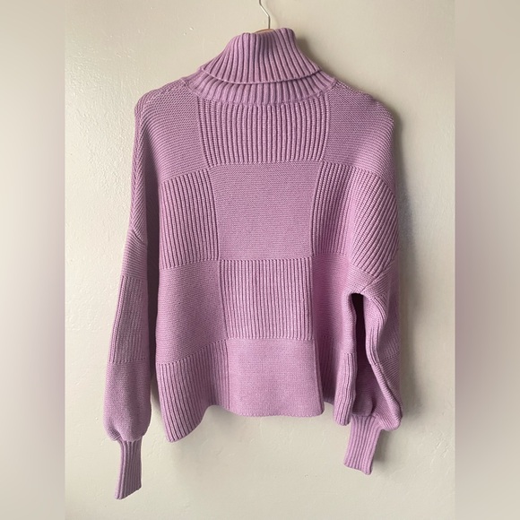 Staud Chunky knit patchwork turtleneck pullover sweater - Picture 2 of 12